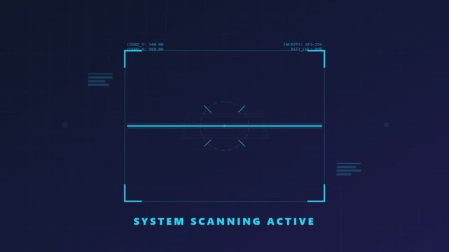 Futuristic System Scanning Active Interface with Digital Data Overlay.