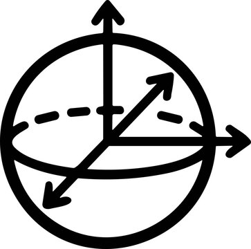 Abstract 3D Cartesian Coordinate System with Sphere and Arrows