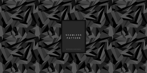 Seamless pattern of dark grey and black geometric abstract shapes in camouflage style © gegen.Temp
