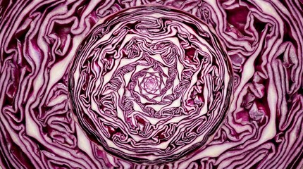 Obraz premium Abstract macro texture of sliced red cabbage 
