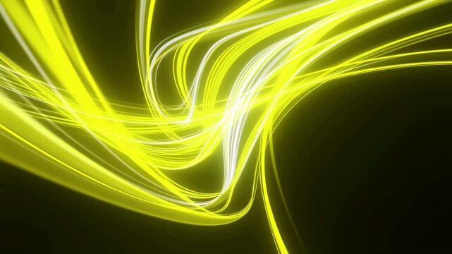 Neon yellow light trails sweeping across a dark abstract background