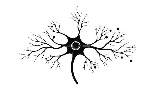 Neuron cell structure illustrates complex biological connections in human anatomy.