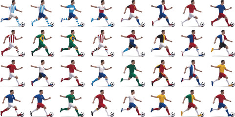 Diverse Soccer Players In Action With National Kits © Priyom