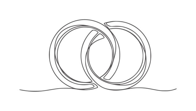 Two interlocking rings drawn with a single continuous dark grey line white