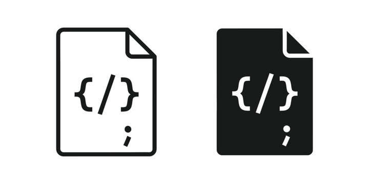 Code Snippet Document Icons with Brackets and Semicolon in Light and Dark Modes