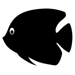 Fototapeta premium Black and white fish icon silhouette style - Simple black and white fish silhouette icon in clean minimalist vector style, perfect for web and graphic design projects.