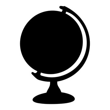 Minimal black globe on stand icon - Simple black globe on a stand, clean and modern vector icon design for educational or decorative use.