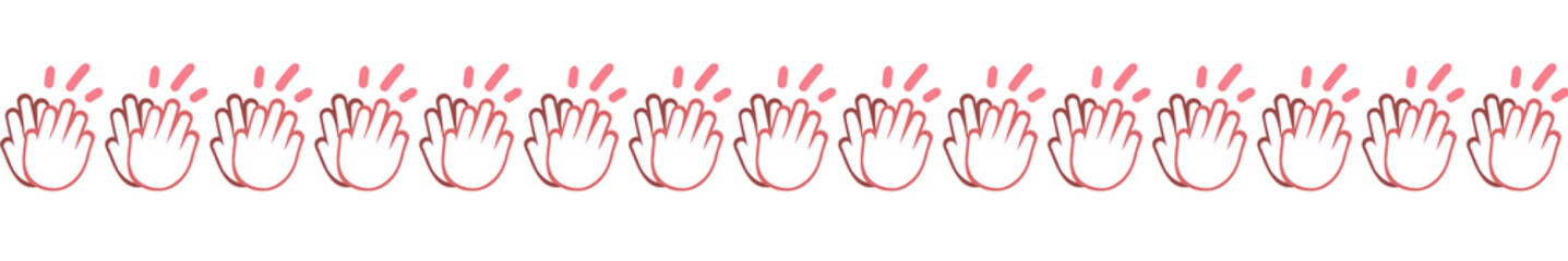 Fototapeta premium Clapping Hands Seamless Border Set on transparent Background. Applause Emoji Clapping Hands Pattern Illustration Element. Cute Cartoon Hand Clapping Celebration Design Assets