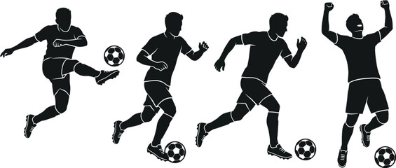 Black silhouettes of soccer players in various actions © SHOFIQUL