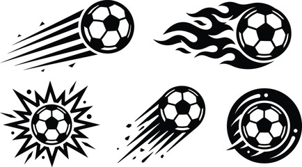 Black soccer ball icons in motion © NasimaAktar