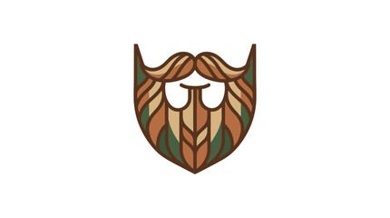 Obraz premium Abstract Viking Helmet Logo with Leaf and Beard Design