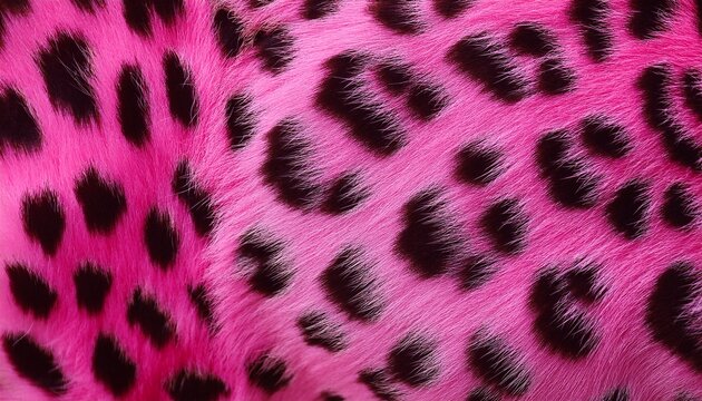 Close Up Of Pink Leopard Fur Print Background Animal Skin Backdrop For Fashion Textile Print Banner