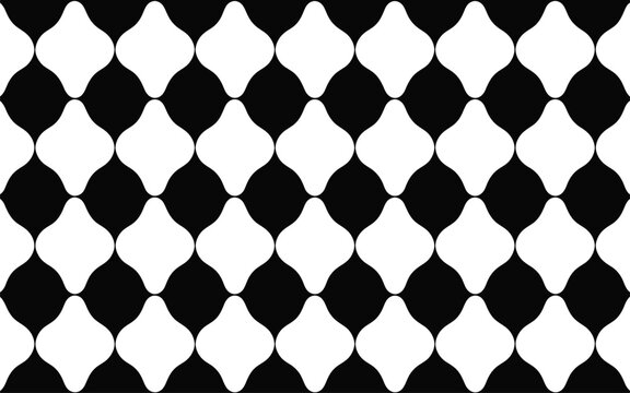 Seamless repeating pattern of black and white ogee shapes with seamless background geometric wallpaper monochrome abstract repeating interior decoration minimalist contrast ornamental