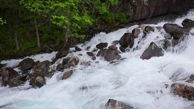 The beautiful Langfossen waterfall in Norway