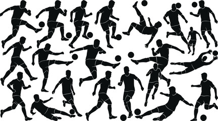 Black silhouettes of soccer players in various actions © SHOFIQUL