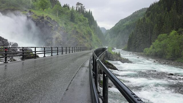 The famous Latefossen waterfall in Norway.