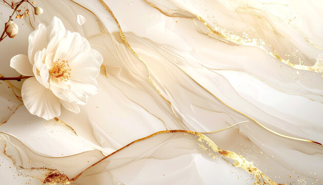 Eleganter floraler Luxus-Hintergrund in Creme und Gold