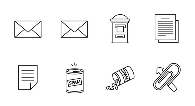 Icons of communication and media symbols.