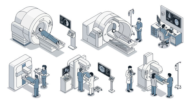 Medical Imaging Technology Equipment Illustration.