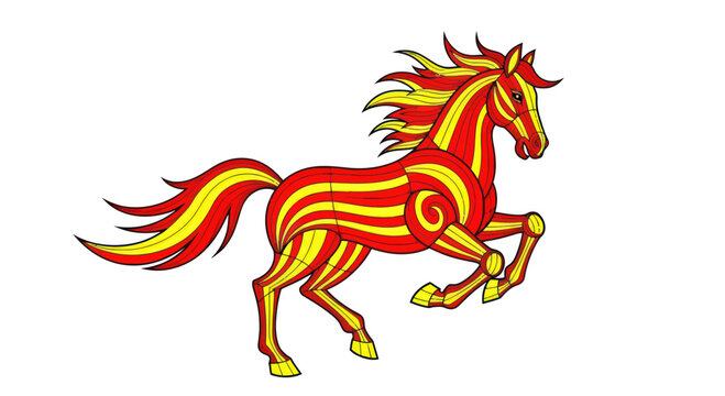 Running Horse with Flowing Mane.