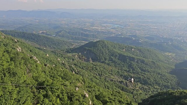 aerial view of tirana from dajti mountain with cable car
