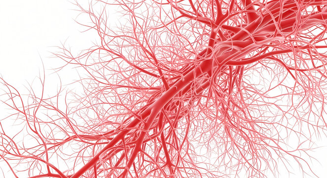 Close-up Of Red Blood Vessels On White Background