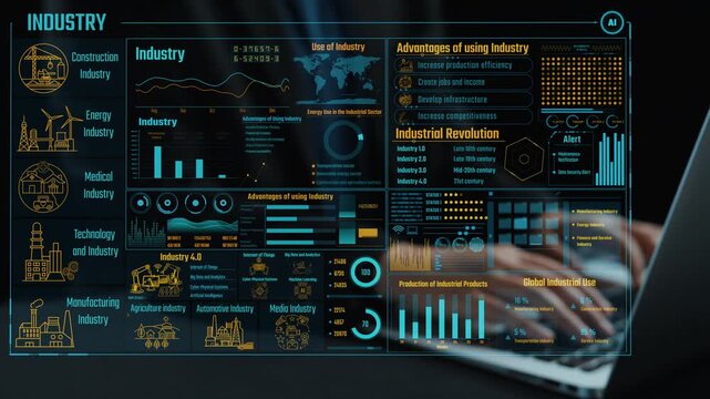 Explore a comprehensive infographic depicting industry trends, advantages, and challenges with engaging data visualizations and insights into various sectors and future prospects. Cipher