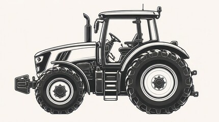 Obraz premium Modern Agricultural Tractor Isolated on White Background, Vector Flat Art Style for Farming and Construction Projects
