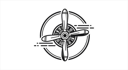 Vintage Airplane Propeller Emblem with Circular Design. © Rizky