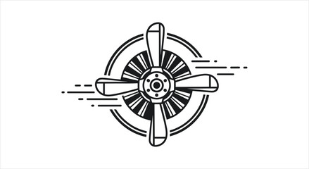 Vintage Airplane Propeller Emblem with Motion Lines. © Rizky