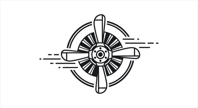 Vintage Airplane Propeller Emblem with Motion Lines.