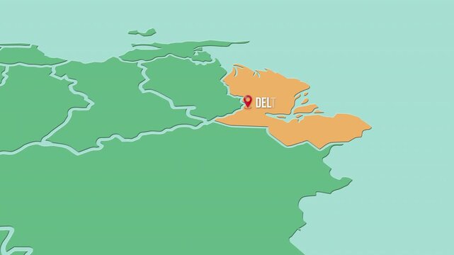 Mapa de Venezuela  con divisi&oacute;n pol&iacute;tica resaltando el estado Delta Amacuro