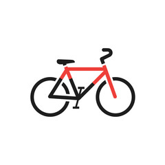 Obraz premium Red road bicycle icon vector line illustration