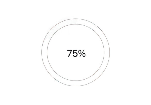 Simple circular progress gauge showing seventy five percent filled