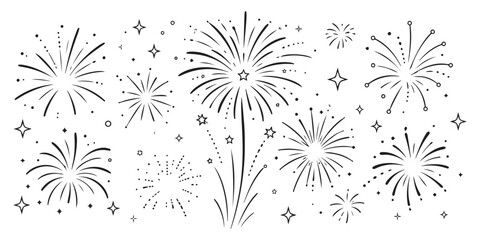 Hand drawn sparkle starburst and sunburst doodle element set. Hand drawn doodle sparkles and comic burst rays decorative vector element set © Hike Studio 2