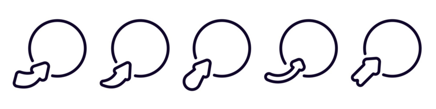 Circular arrow swipe icons set black outline on white.