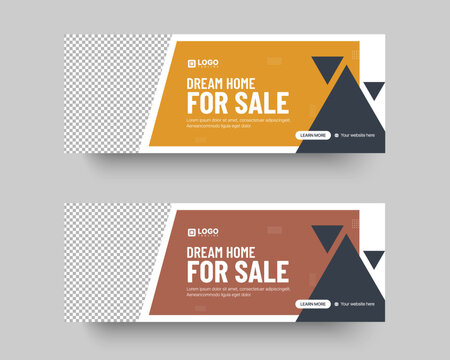 Professional real estate web banner and social media cover template for dream home sale marketing