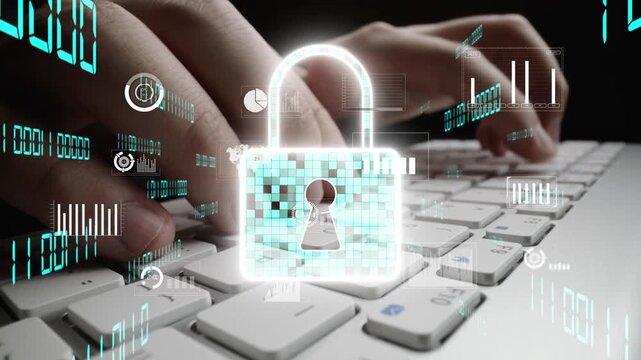 A captivating image showcasing a digital lock symbol superimposed over a computer keyboard. This visual emphasizes concepts of cyber security, data protection, and online safety trends. Xenic