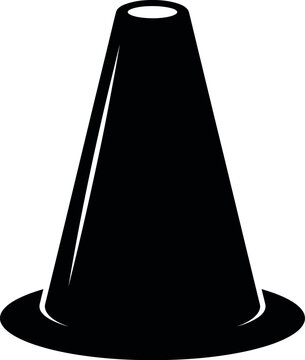 Large traffic cone silhouette isolated on transparent background for sports training and field marking design assets.
