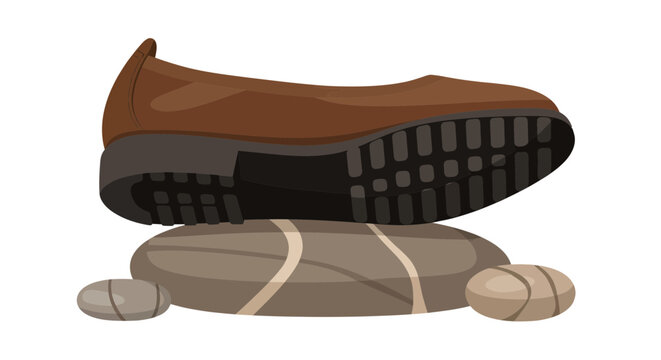 Brown leather golf shoe sole detail.