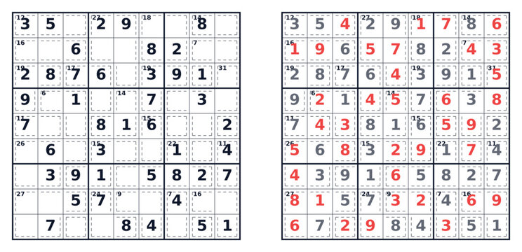 Sudoku puzzle 9x9 medium level for adults printable with answers A4