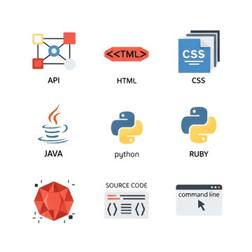 Programming language and coding symbols.
