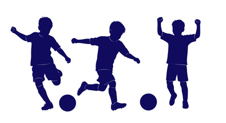 Silhouettes of boys playing soccer.