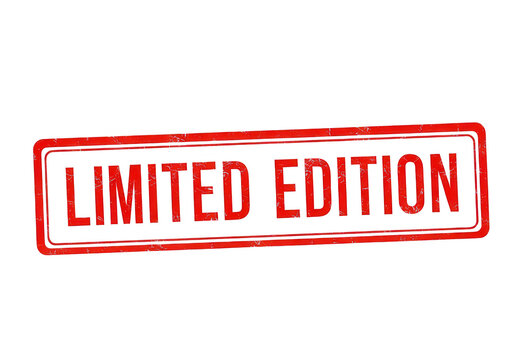Red limited edition stamp on white surface isolated on transparent background