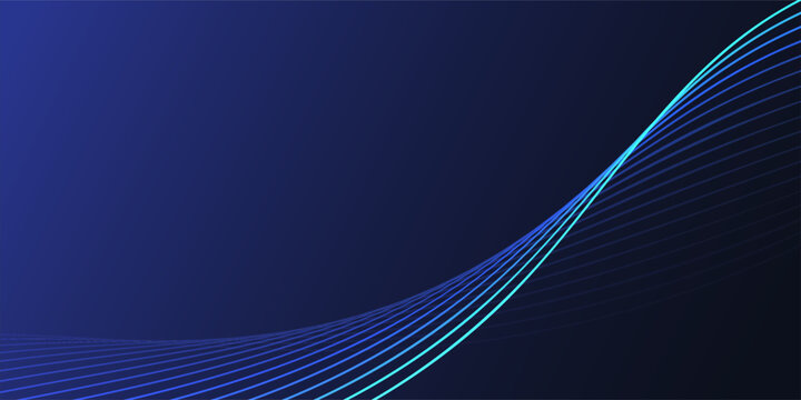 Dark Purple Gradient Background with Smooth Cyan Wave Strokes and Futuristic Linear Curves modern geometric pattern eps10