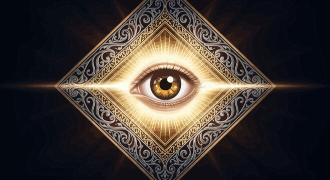 All seeing eye with golden iris.