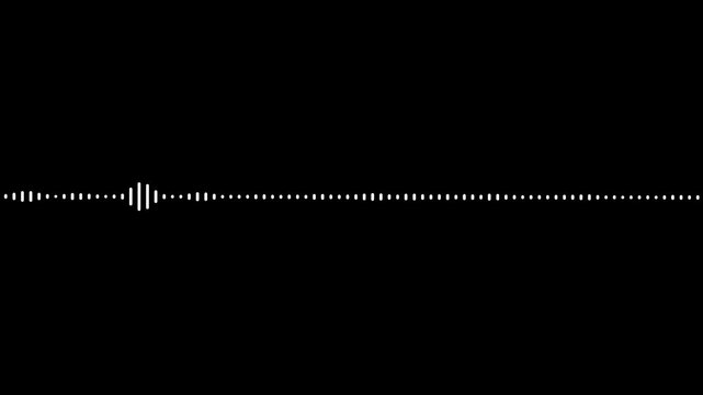Sound wave audio spectrum black background, audio waveform spectrum animation.White line audio wave visualization on transparent background.Sound wave animation isolated on black background.