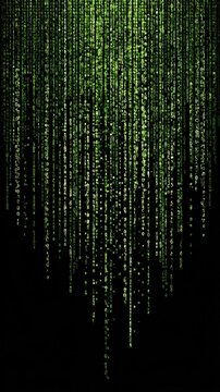 Abstract Green Binary Code Falling