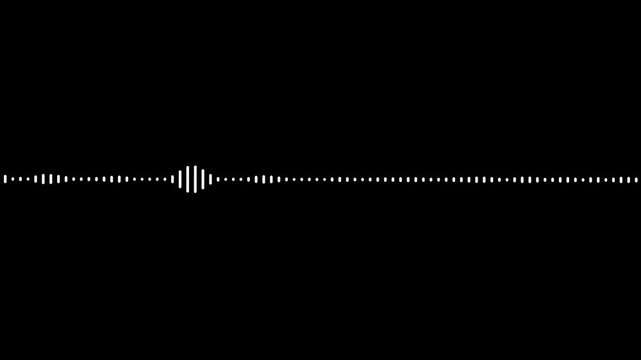 Sound wave audio spectrum black background, audio waveform spectrum animation.White line audio wave visualization on transparent background.Sound wave animation isolated on black background.