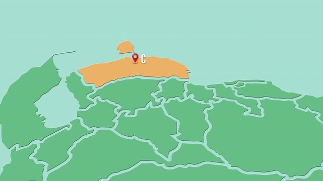 Mapa de Venezuela  con divisi&oacute;n pol&iacute;tica resaltando el estado  Falc&oacute;n con su capital Coro